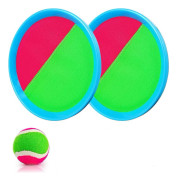 Sticky Ball Toys - Outdoor Play, Beach Toys, Throw and Ball Set with 2 Paddles and 1 Ball, Beach Play Set Playground Set for Garden, Sea