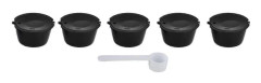 5 st 50 ml Kaffekapsel Återanvändbar Kaffefilterkopp med Sked för DOLCE GUSTO Kaffemaskin Svart