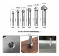 Fasfräs, konisk metallfräs, HSS snabbstålsförsänkningsborr 6.3/8.3/10.4/12.4/16.5/20.5mm 6 ST -