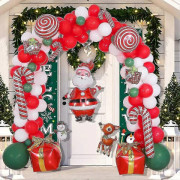 God Jul Bågkrans Kit Gör-det-själv Julballonger Set Röda Godisfolieballonger Nyårsdekorationer Globos Gåvor