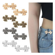 8 Jeansknappset - 45*23mm, Midjebandsstabilisator, Verktygsfri - för lösa jeans, byxor, kjolar - Fyrklöver