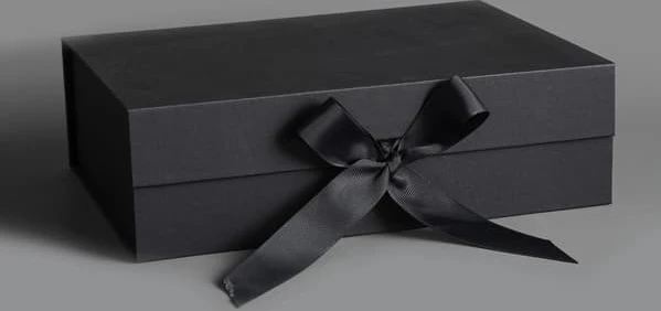 Black Small Paper Box with Ribbon, Bow Gift Box Magnetic Gift Box