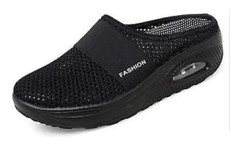 Walking Shoes Breathable Casual Mesh Slip-on Walking Shoes (42 Black)