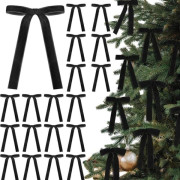 12 Velvet Christmas Bows for Christmas Tree, Multiple Color Choices Black Svart