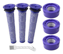 Set of 7 Replacement Filters for Dyson V6, V8, V7 Vacuum Cleaners, 3 HEPA Column Filters, 3 Pre-Filters, 1 Cleaning Brush, Replacement Part Number 9