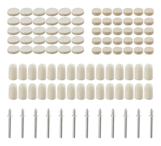 102 Wool Felt Polishing Wheels, 10/13/25mm Assorted Sizes, Compatible with Rotary Tools