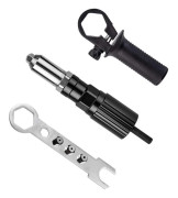Binghe elektrisk nitmaskin, nitadapter, nitpistoladapterkit, för nitning med 2,4/3,2/4,0/4,8 mm diameter nithuvuden och svart handtagsskiftnyckel