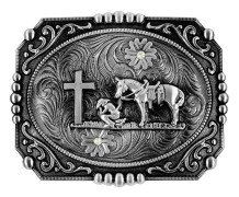 1 pc. Religion Cross Cowboy Kneeling Prayer And Horse Design Belt Buckles