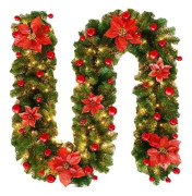 270 cm julgirlang - Flerfärgad LED - PVC/Plast - Realistiskt bladverk