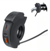 Motorcycle USB Charger 48W 2 Ports QC3.0 18W PD3.0 30W with Switch IP65 USB-C Socket 12-24V Fast Charging Compatible with Phone GPS Camera