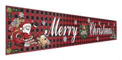 Large \"Merry Christmas\" Banner - Red Christmas Sign With Snowman - Indoor and Outdoor Decoration