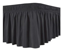 Bed Skirt Silky Luxurious Wrap Around Bed Skirt Easy Fit Even Non-Fading Ruffles Elastic Black XL