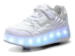Rullskridskor för barn med 2 hjul, deformerbara sneakers för utomhussport, parkour, escape, pojkar, flickor, ungdomar, present, rosa 39 rosa rosa 39 Pink 39