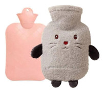Cute Hot Water Bottle 1 Liter, with Cover for Pain Relief