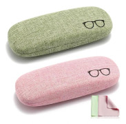 Tvåpack hårda glasögonfodral, unisex glasögonfodral, solglasögonfodral, hårda glasögonfodral, förvaringslådor för glasögon (rosa och gröna).