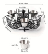 Rotating Fryer Basket with Dip Bowl, Heavy-Duty Stainless Steel for French Fries, Onion Rings, and Chicken Wings