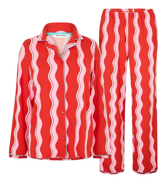 Urban Threads Dam/Kvinnor Squiggle Lång Pyjamas Set