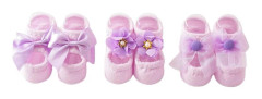 3 Par Baby Flicka Ankelsockor Spetsrosett Spädbarn Anti-Halksockor Nyfödd Prinsessa Pärla Lågt Skurna Sockor Barn Hemma Golvskor 1-3 years old violett
