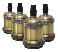 E27 Vintage Lamp Holder, Bulb Socket, Ceramic Lamp Holder Adapter for Decorating Bars, Restaurants, Bedrooms, Yards, 4 Pieces Bronze Socket