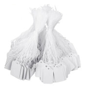 100-pack pappersetiketter / prislappar med snöre Vit 3,5 x 2,2 cm Vit 3.5 x 2.2 cm White
