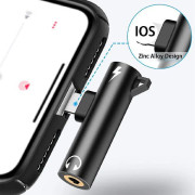 Lightning till 3,5 mm Jack Hörlursljudladdningsadapter Konverterare för iPhone (FMY) svart