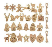 Number Hanging Tags 1 Set For Christmas Tree Decoration 4X3CM Brown Rectangular Wooden Craft Ornaments