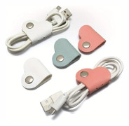 10-pack hjärtformade kabelsamlare i konstläder, hörlurskabelorganisatorklämmor, batterifri sladdhantering