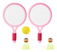 Kids Tennis Racket Set Badminton Racket with Tennis and 2 Shuttlecocks for Kids Boy Girl Beach Game Outdoor Play Pink Pink
