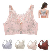 Floral Secrets Comfort Rose BH, Plus Size Comfort Rose Lift BH, Push Up Trådlös & Sömlös BH med Knäppning Fram för Kvinnor Powdery Skin 36-80E