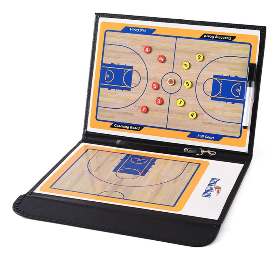 Basketbol Coachingtavla 2,5 Vikbar Strategi Undervisningsklämma med Whiteboard och Markörpenna