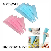 4-delat återanvändbart EVA-spritspåse-set, flexibla, lättanvända spritspåsar för tårtbakning, spritsning och DIY-desserter (10\", 12\", 14\", 16\")