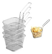 4 st. Rostfria Chipskorgar med Handtag för Servering, Masknät Franska Chips Djupfriteringskorg för Räkor Lökringar