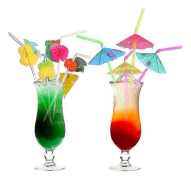 100 st paraplyfruktstrån, tropiska drinkstrån för cocktailpartydekoration, engångs