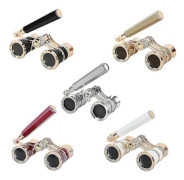 3x 25 Opera Binoculars with Retractable Handle Theater Binoculars Unisex Gift Golden