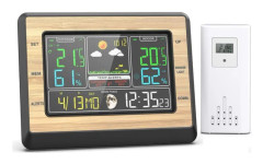 Jeffergarden Trådlös Väderstation, Inomhus/Utomhus Termometer, Hygrometer, Barometer med LED-sensor, Bakgrundsbelyst Skärm, Digital Klocka