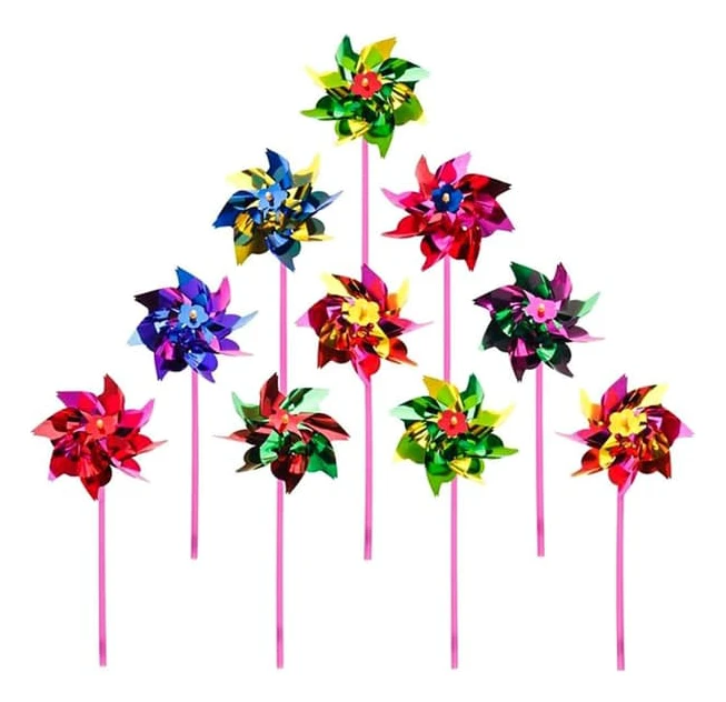 [KK] 36 st plast regnbågs snurra gräsmatta trädgård gräsmatta snurra rolig fiesta dekor flammande färger 15 x 36,5 cm (slumpmässig färg)