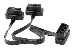 Obdii Extension Dual Connector Y Splitter Obd Obd2 16pin hane till hona anslutning platt+tunn för