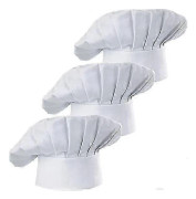 Set med 3 kockmössor för vuxna, justerbara elastiska bagarmössor för köket, polyester-bomullsblandning, maskintvättbara, en storlek passar de flesta