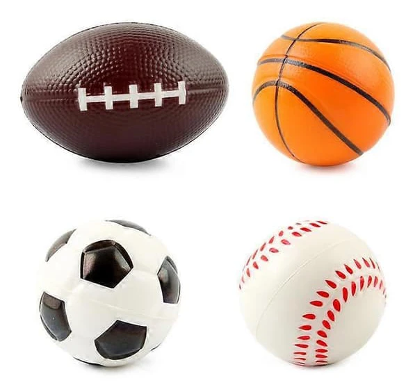Grip Ball Rugby Basketboll Fotboll Skumboll, Set med 4 Bollar för Småbarn Mjuk Fotboll, Basketboll och Rugby för Barn