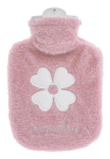 Varmvattenflaska, 500 ml liten varmvattenflaska med överdrag, varmvattenpåse med mjuk 2-i-1 vattenpåse för kalla och varma kompresser, mini varmvattenflaska rosa