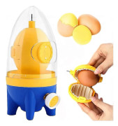 Egg Yolk Mixer, Quick Manual Egg Blender Portable Egg Machine, Egg Shaker Egg Spinner for Kitchen Egg Mixing TACJY Yellow-Blue