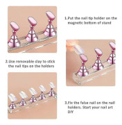 4 uppsättningar akrylnageldisplayställ nagelspetshållare magnetisk nagelövningsställ DIY nagelkonst