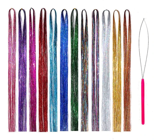 [LCS] Hårglitterkit med verktyg, 2400 trådar 12 färgade hår