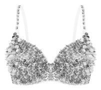 Tribal glitter gnistrande magdans behåtopp med pärlor och paljetter för kvinnor Silver 34/75