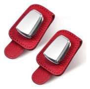 2-pack Bilglasögonhållare Universal Bil Visir Solglasögon Hållare Clip Läder Glasögon Hängare och biljettkort Clip Glasögonfäste för bil (röd)