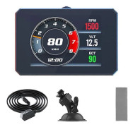P16 Bil OBD2 HUD Head Up Display 3 tums LCD Digital Hastighetsmätare med RPM Vattentemperatur Spänning Turbotryck