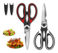 2-pack kraftiga kökssaxar, premium vassa kökssaxar för mat, fisk, kött, ben, fågel och grönsaker med starkt blad i rostfritt stål