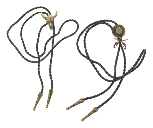 2 st justerbara vintage bolo-slipsar för män, västerländsk tjurhuvud, brons, skjortkedjehalsband