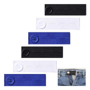 6 st Elastiska Midjeutvidgare, Justerbara Midjebandsutvidgare, Knapputvidgare för Byxor Jeans Byxor, med 3 Färger