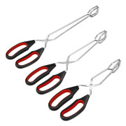 3-pack sax-tänger i rostfritt stål för matlagning, grillning och BBQ, värmebeständiga kökstänger med silikonhandtag 9\", 11\" & 12\"
